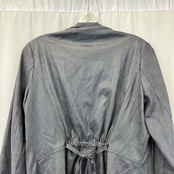 Elan Womens Open Front Jacket Gray Faux Leather Waist Length Flyaway Pockets S - Picture 7 of 12